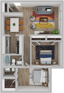 Two Bedroom / One and Half Bath - 898 Sq.Ft.*