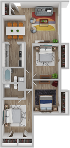 Three Bedroom / One and Half Bath - 1010 SqFt*